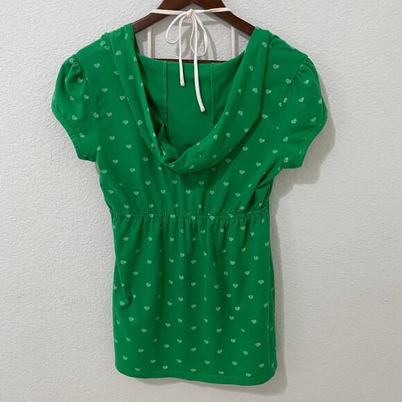 Personal Identity Top Womens Size XL Short Sleeve Hoodie Built-in Halter Green - Picture 2 of 9